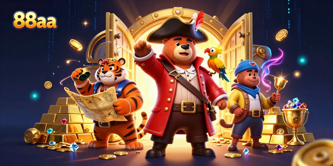 88aa players embark on an exciting treasure hunt in a vibrant online casino world.