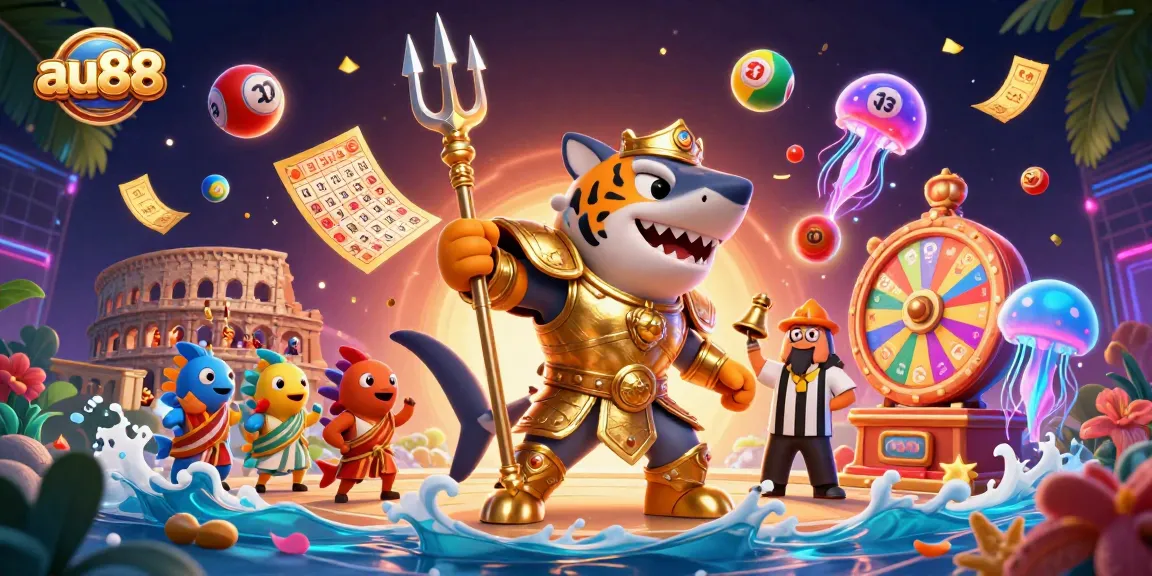 Experience thrilling gaming excitement at au88 with a vibrant underwater casino illustration.