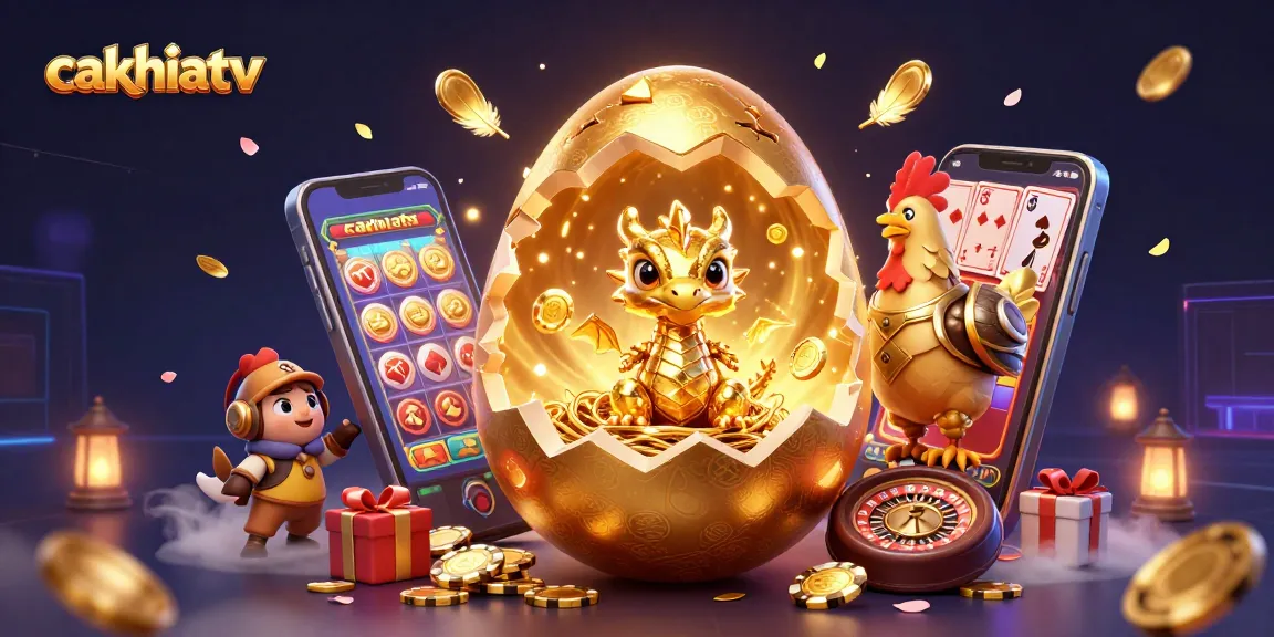 Experience the thrill of cakhiatv with a dazzling gold dragon amidst casino elements