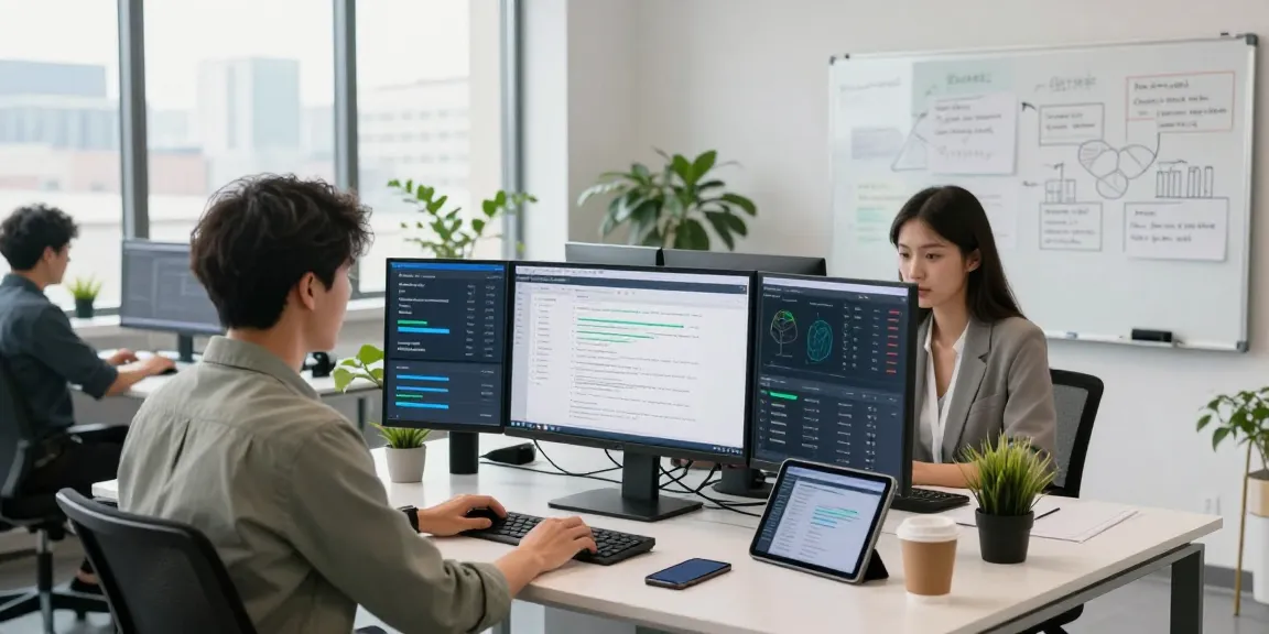 Document fraud detection software displayed on monitors in a modern tech workspace, highlighting innovative analysis.