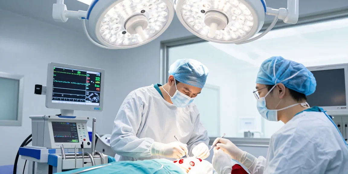 Beyin ameliyatı in action, showcasing a neurosurgeon performing a delicate surgery in a high-tech operating room with precision instruments and a focused team.