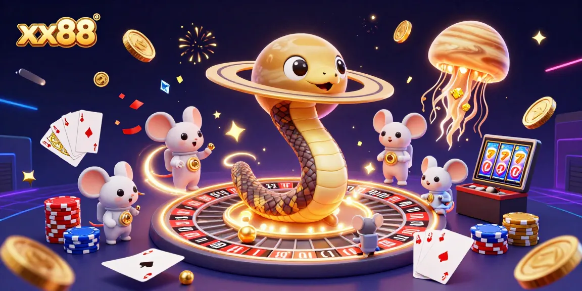 Experience thrilling bets with xx88 as tiny astronaut mice place wagers on a Saturn roulette.