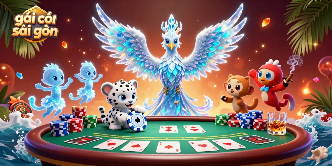 Engage with the vibrant casino scene showcasing gái gọi sài gòn amidst lively characters and dynamic poker elements.