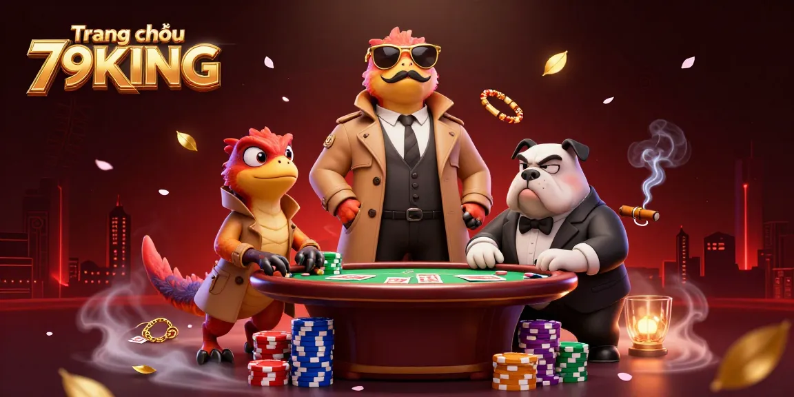 Engage in thrilling gameplay at Trang chủ 79KING with a cartoon scene of raptors sneaking into a casino.