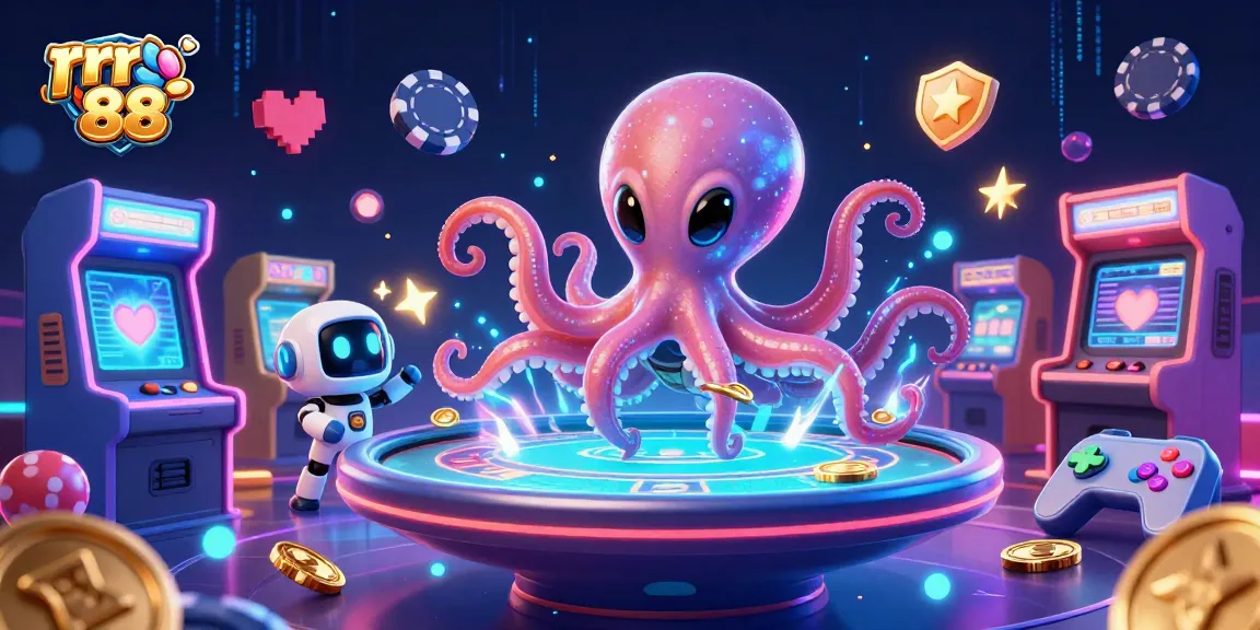 Join the exciting action at rr 88 with a vibrant alien octopus at a holographic poker table.
