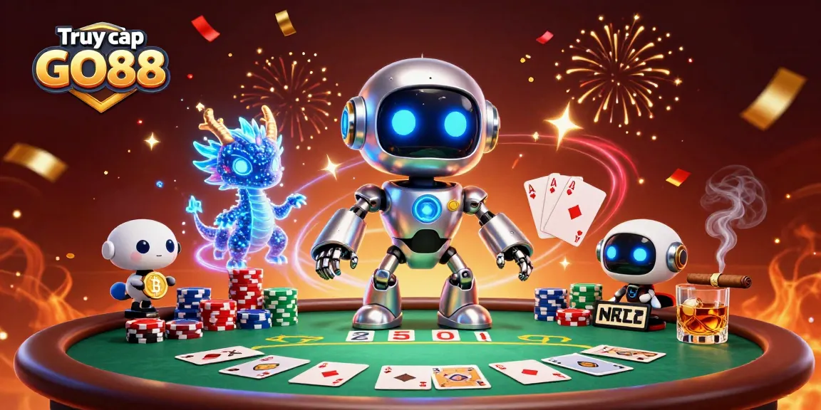 Engage with Truy cập GO88's vibrant online gaming scene, featuring a striking 3D casino illustration.