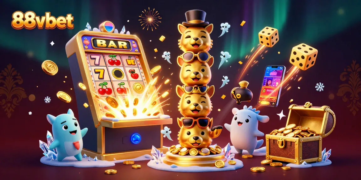 Experience excitement with 88vbet casino games featuring a vibrant 3D slot machine explosion and dynamic characters.