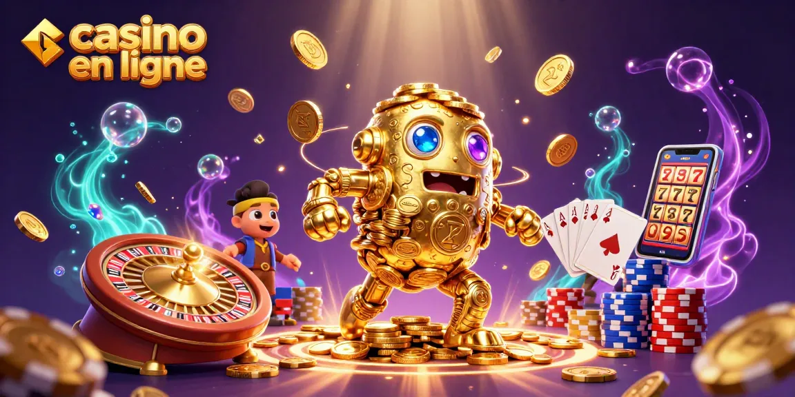 Casino en ligne : gagnez avec ce golem d'or et ses pièces étincelantes.