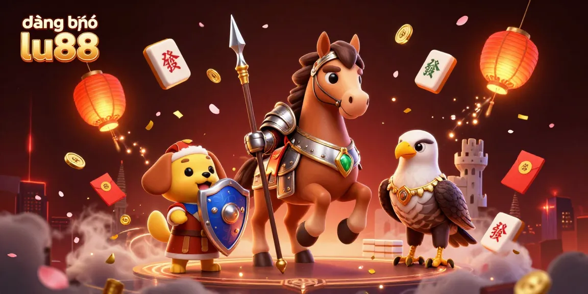 Engage with đăng ký lu88 in a vibrant 3D casino scene featuring unique characters and festive elements.