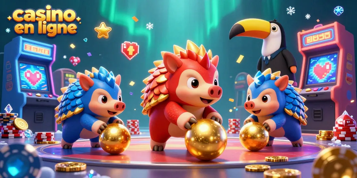 Un jeu amusant de casino en ligne avec des pangolins rivaux et des jetons de poker colorés.