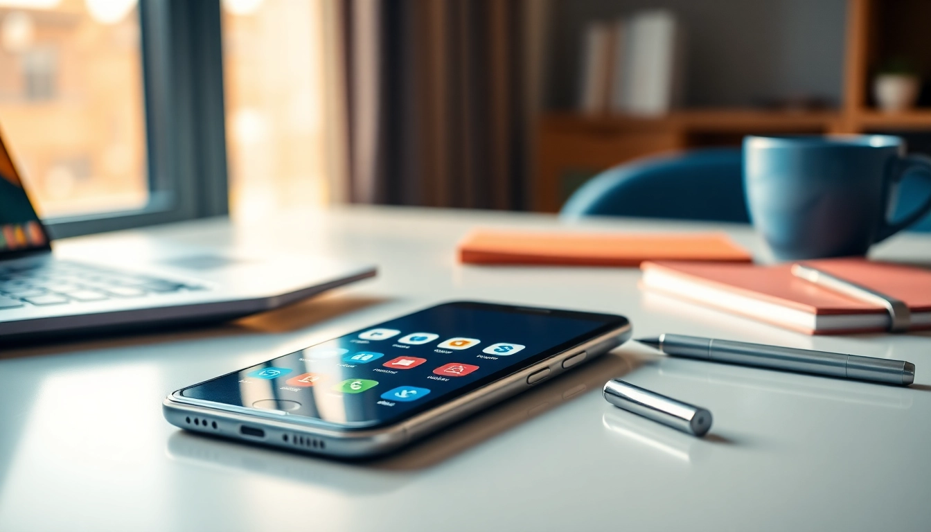 Engage with your buisness mobile through innovative apps on a modern workspace.