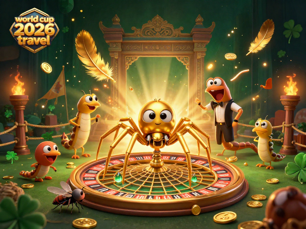 Experience world cup 2026 travel with dynamic betting action in a vibrant 3D casino illustration.
