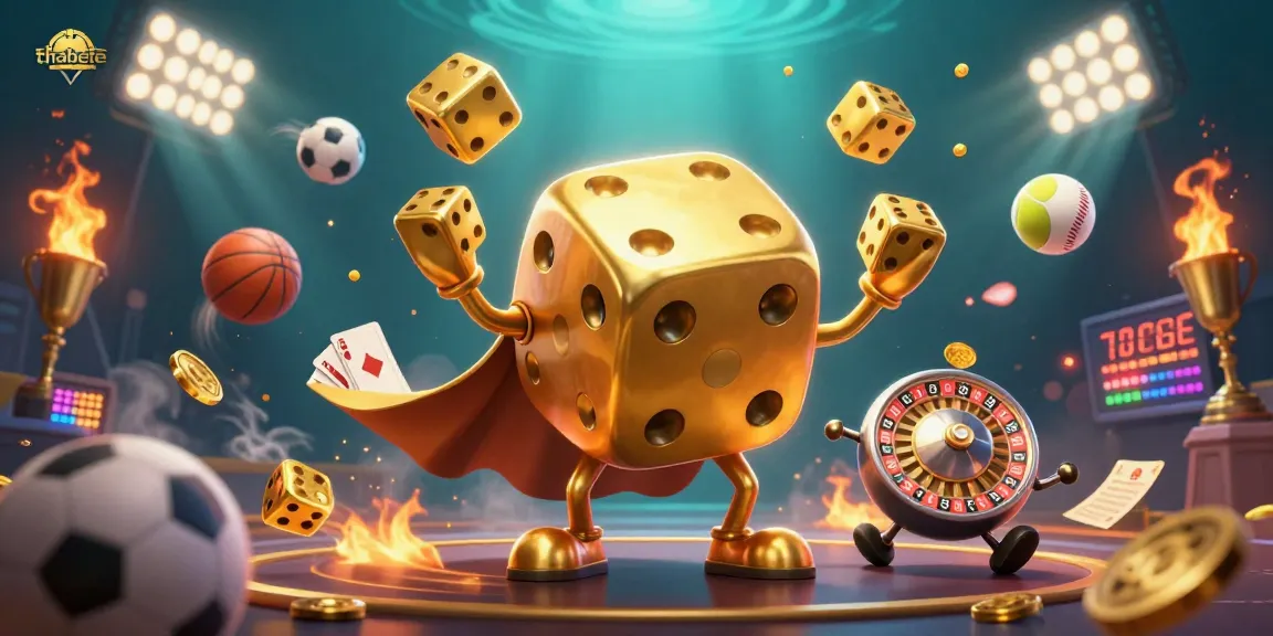 Experience thrilling gameplay at thabete with golden dice, betting slips, and dynamic sports elements.