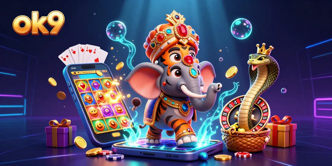 Experience thrilling gaming adventures with ok9's vibrant casino illustration, featuring exciting slot games and rich details.