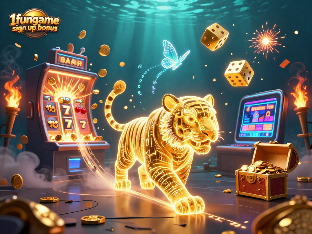 Experience the excitement of the 1fungame sign up bonus with a dazzling casino scene