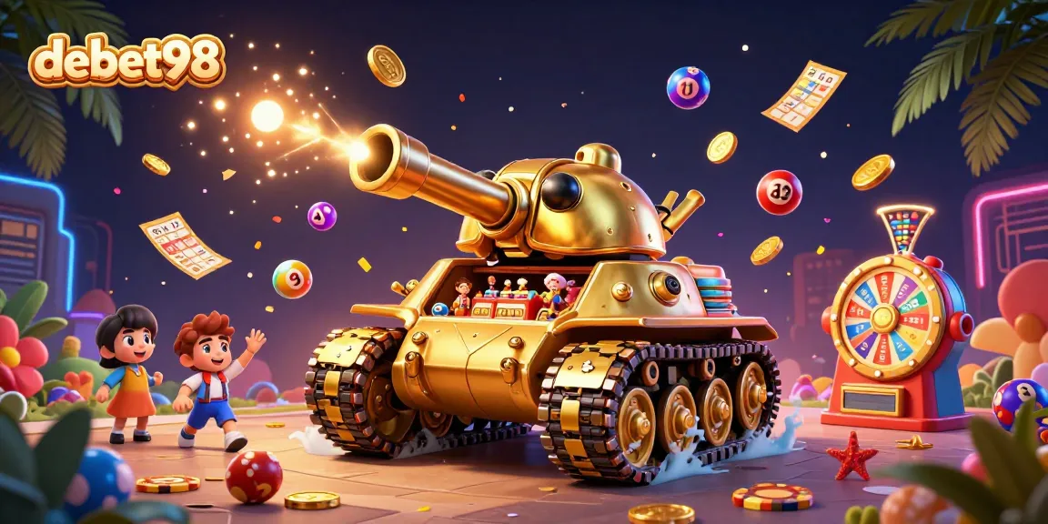 Experience the vibrant world of debet98 with a dynamic casino scene bursting with energy and excitement.