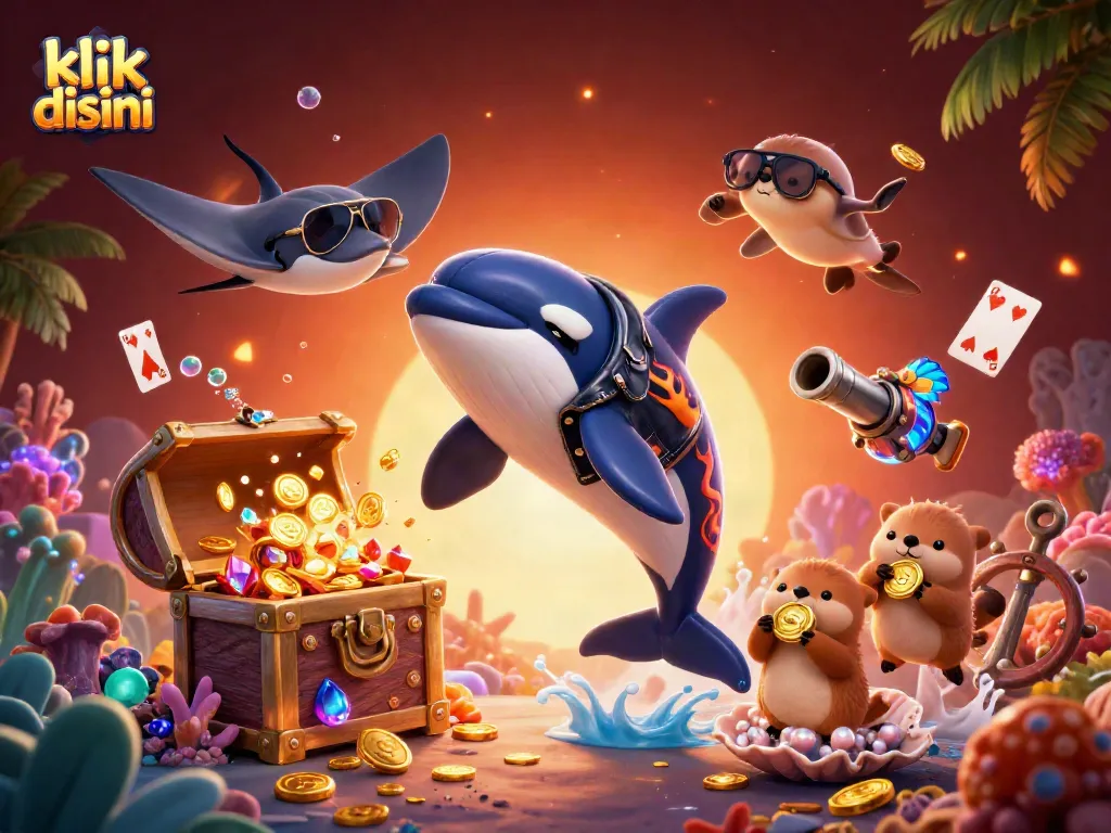 Experience thrilling gameplay with klik disini as underwater characters engage in exciting casino adventures.