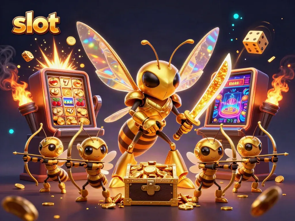 Experience exhilarating slot action with our golden hornet samurai and slot symbols.