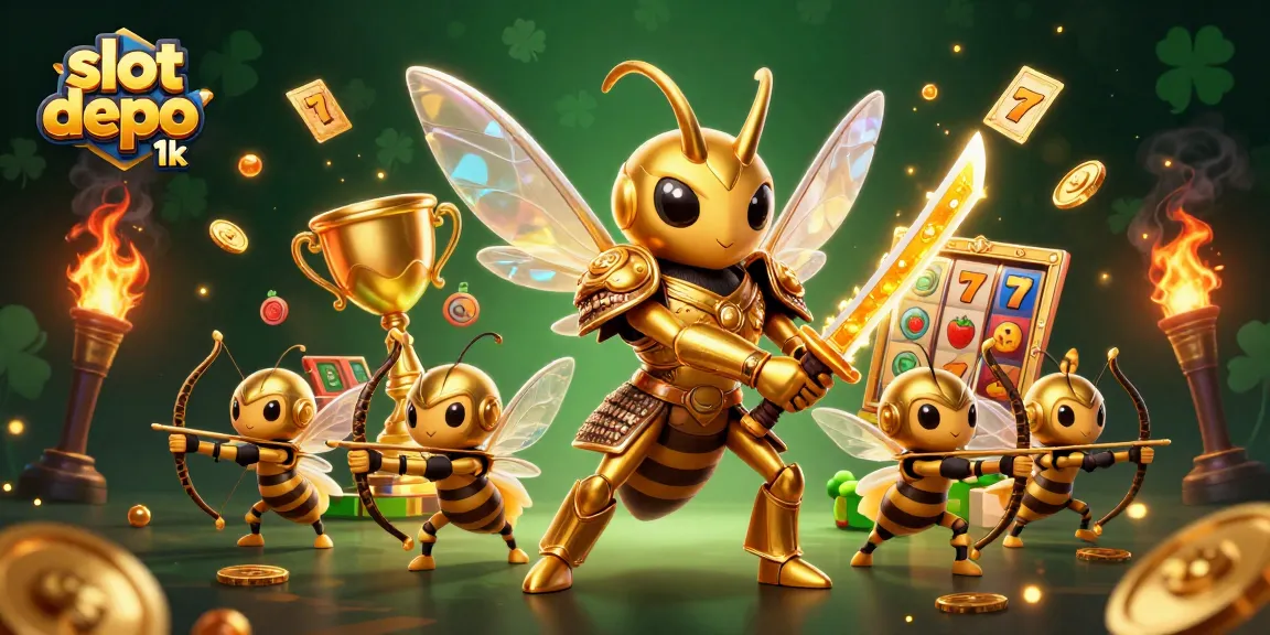 Spin and win with slot depo 1k gaming, featuring dynamic 3D gaming visuals and exciting elements.
