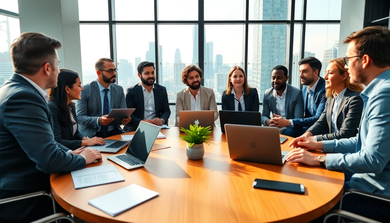 Engaging scene of Early Stage Investing discussions among diverse professionals in a modern office.