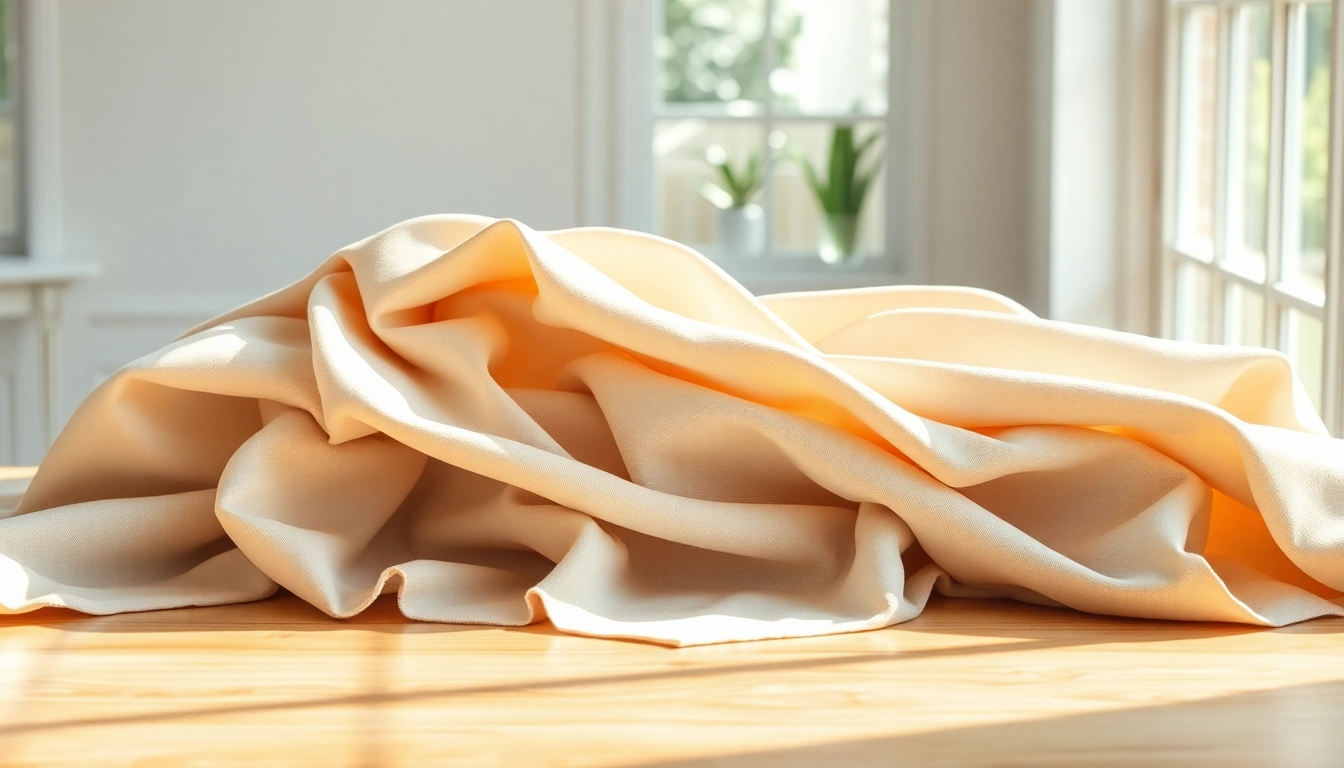 Kaasdoek stoffen in verschillende kleuren, mooi draped in een warme omgeving.