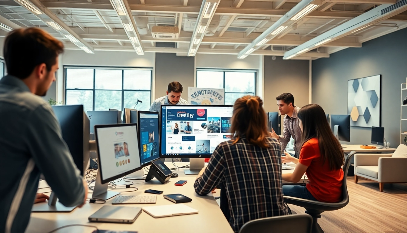 Crafting a stunning edmonton web design with a collaborative creative team at work.