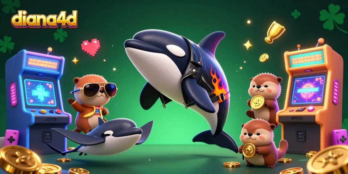 Experience thrilling wins with diana4d as animated characters celebrate with golden coins amidst vibrant casino-themed elements.