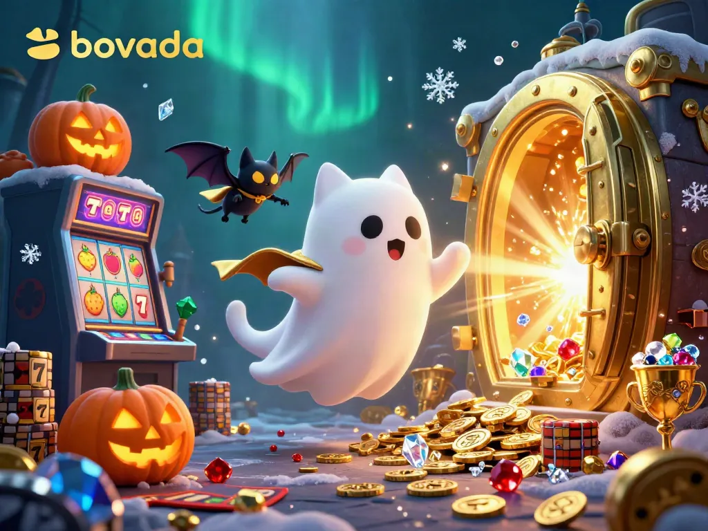 Discover sites similar to bovada with ghostly characters amidst lively slot machine action in a haunted casino.