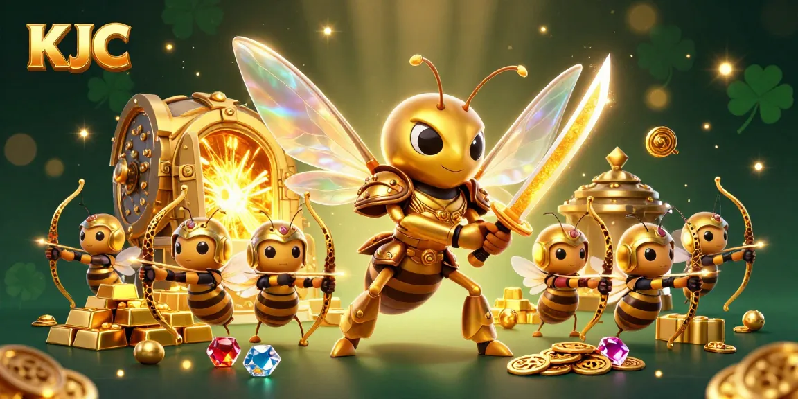 KJC interactive gambling scene showcasing a giant hornet in samurai armor among treasure, capturing the excitement of online betting.