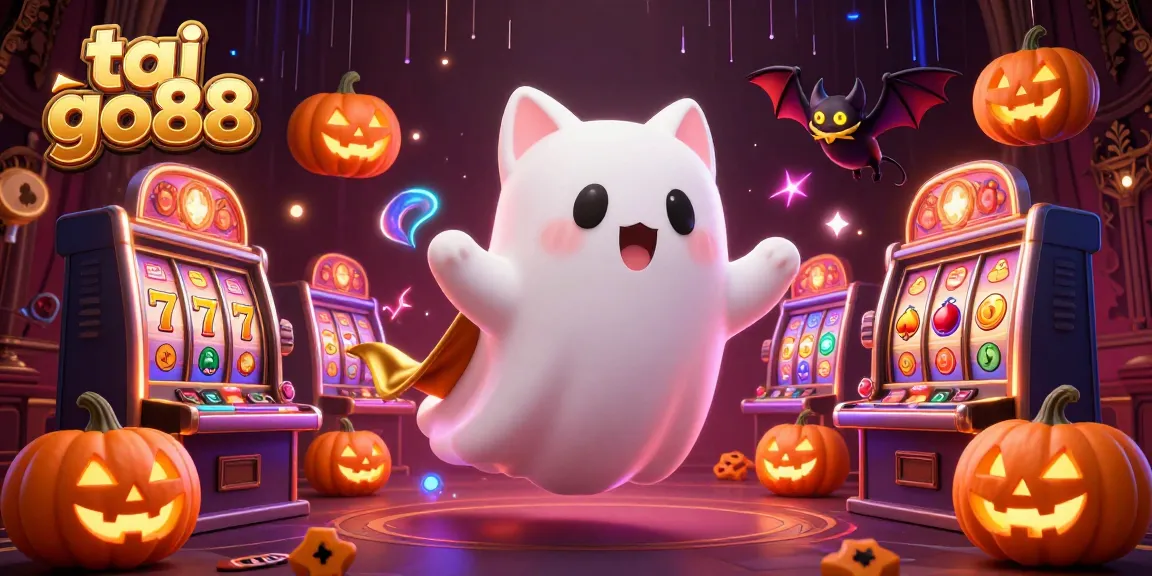 Experience the thrills of tai go88 as a ghost cat and bat explore gaming adventures in a haunted casino.