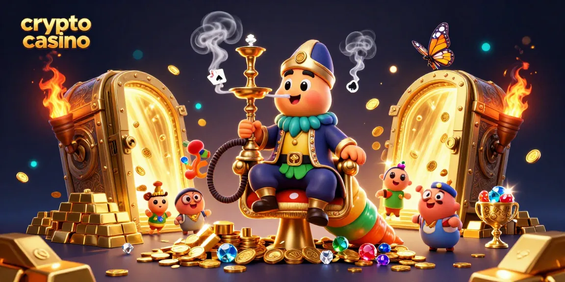 Explorez un casino crypto très animé avec une chenille majestueuse et des trésors scintillants.