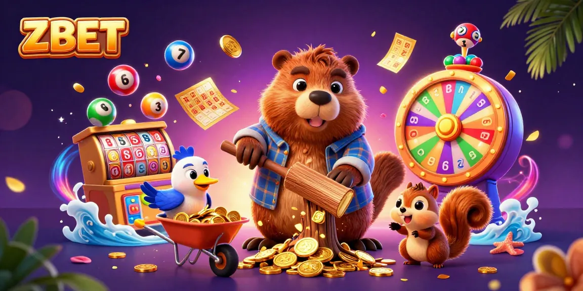 ZBET attracts players with vibrant slot reels and dynamic lottery themes in an engaging casino environment.