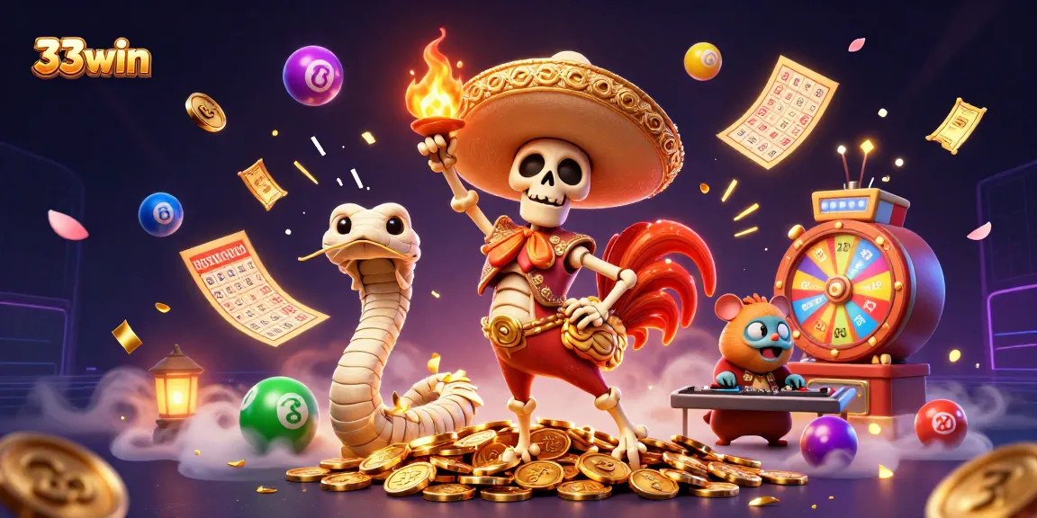 Experience thrilling wins with 33win in this vibrant casino celebration scene.