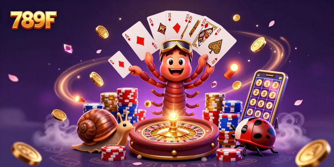 Experience the excitement of 789F with a lively cartoon casino scene featuring dealers and high rollers.
