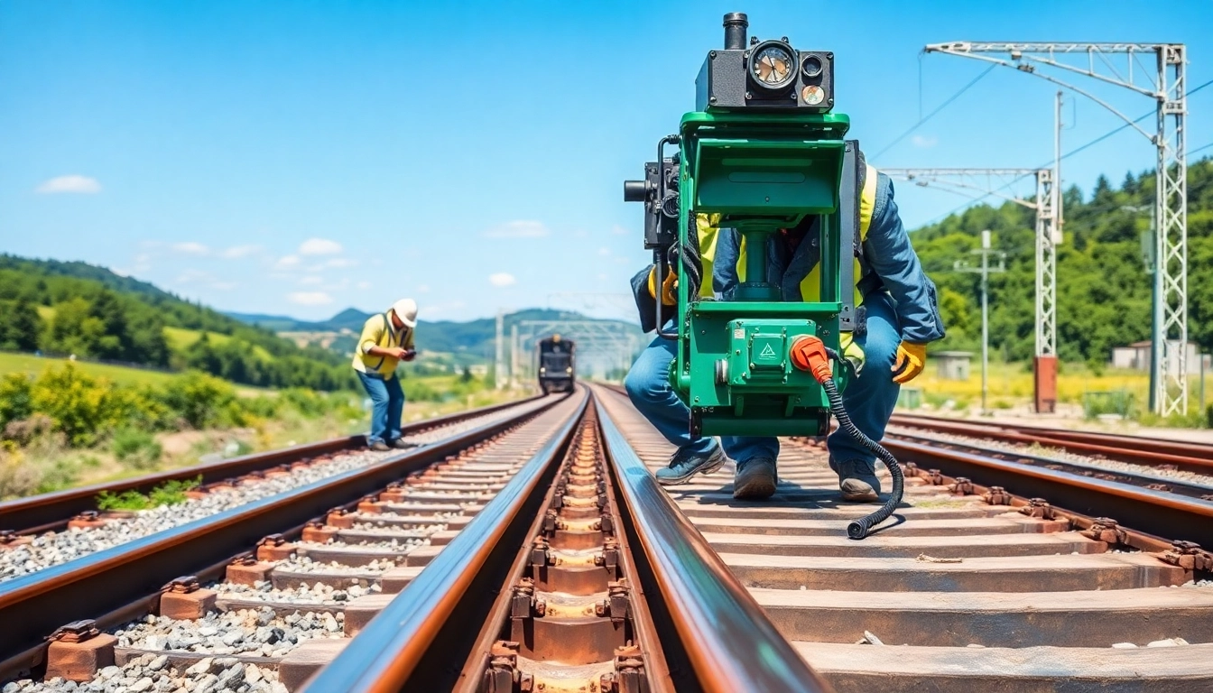 Enhancing Track Inspection with professionals carefully analyzing railway infrastructure.