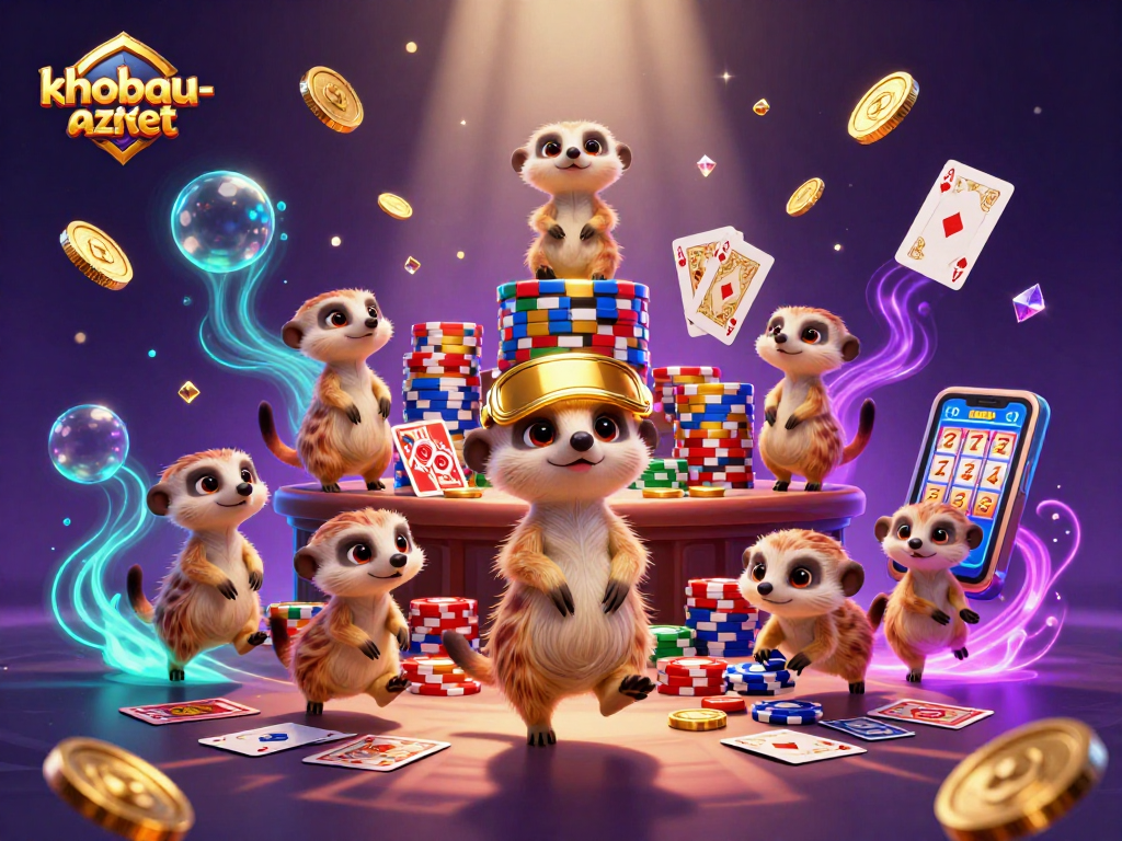 Engage in thrilling gameplay with khobau-aztec featuring cute meerkat characters in a vibrant casino setting.