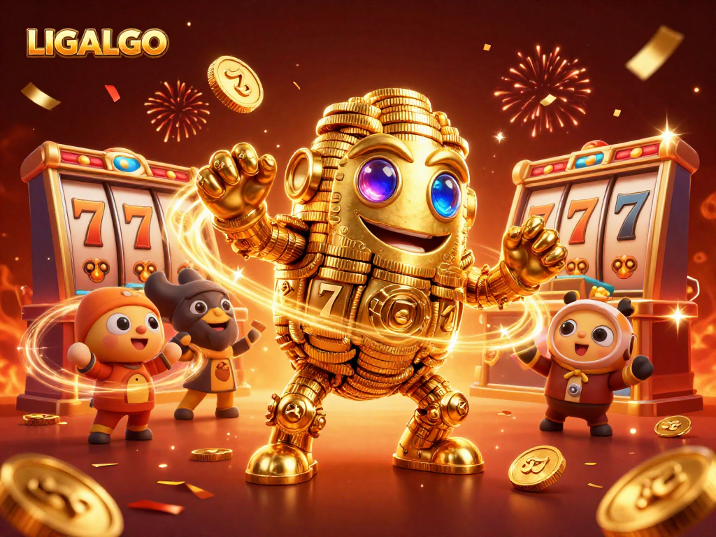 Experience winning strategies with LIGALGO in this vibrant casino-themed illustration.