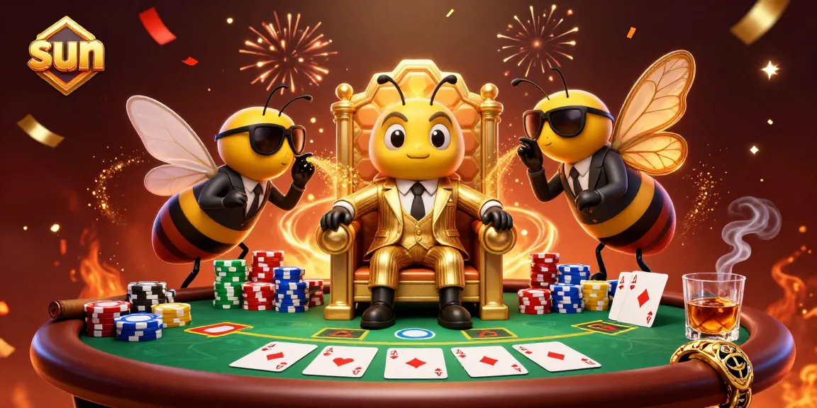 Engage in thrilling poker action with the sun-themed casino illustration showcasing a lively cartel scene.