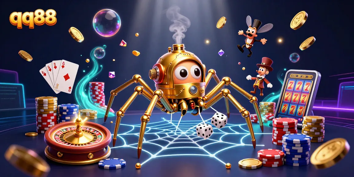 Play thrilling games at qq88 with an engaging 3D steampunk theme featuring vibrant casino elements.