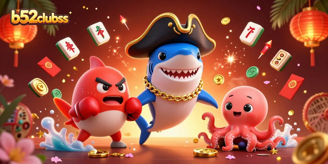 Engage with b52clubss in a vibrant game of chance with a pirate shark and friends.