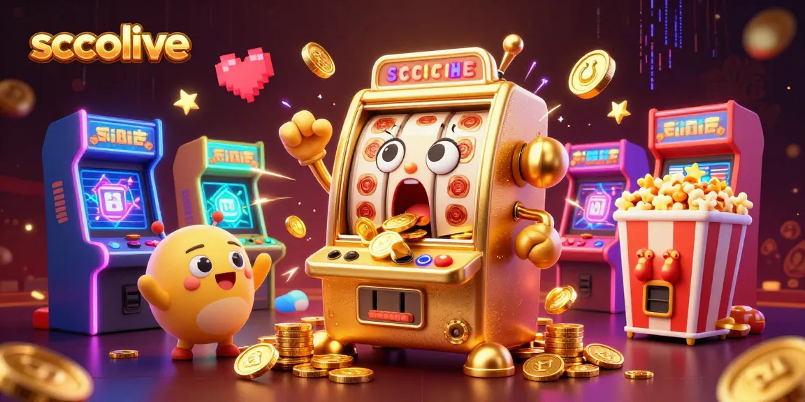 Socolive presents a vibrant scene of a golden slot machine in shock as it hits a jackpot, surrounded by cheering machines and game elements.
