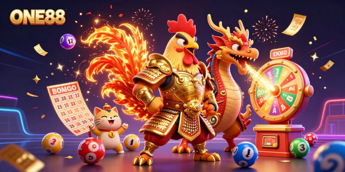 Engage with ONE88 in an exciting casino scene showcasing winning moments and legendary characters.
