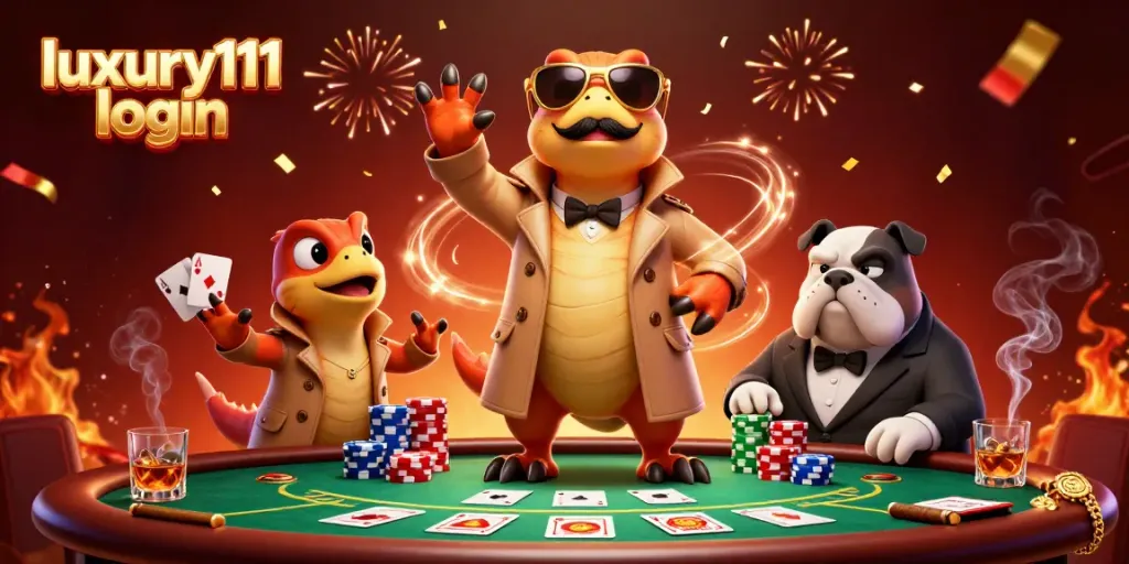 Experience the thrill with luxury111 login in this vibrant 3D casino illustration.