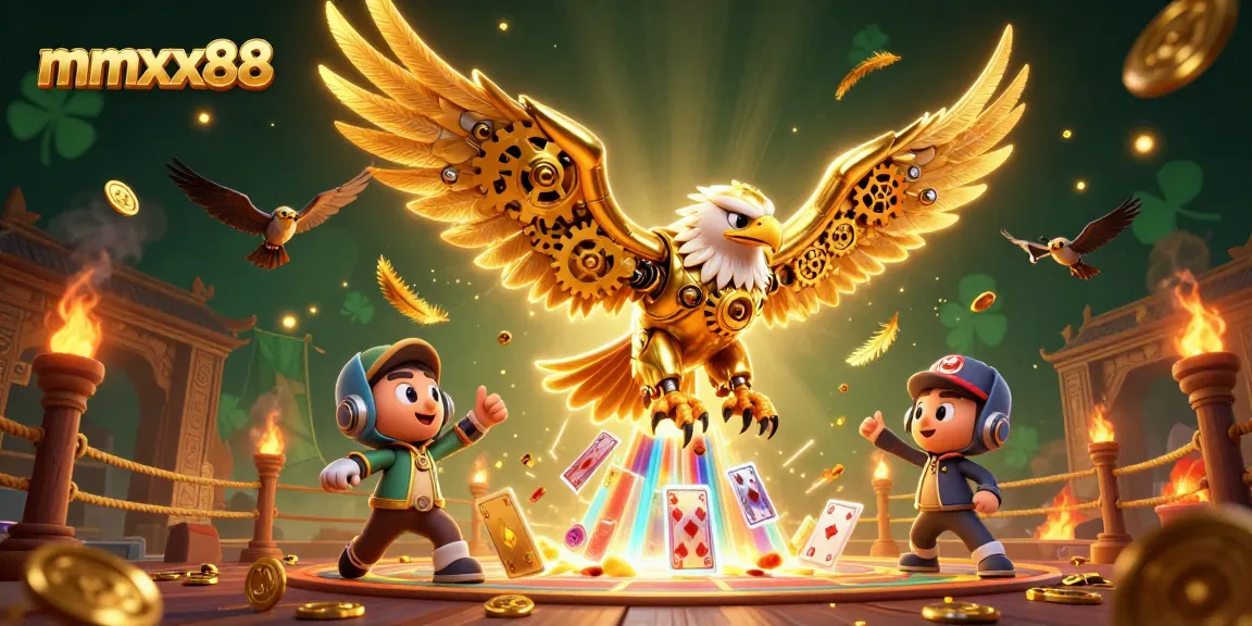 Experience thrilling wins with mmxx88 as the golden eagle dives through vibrant gaming symbols.