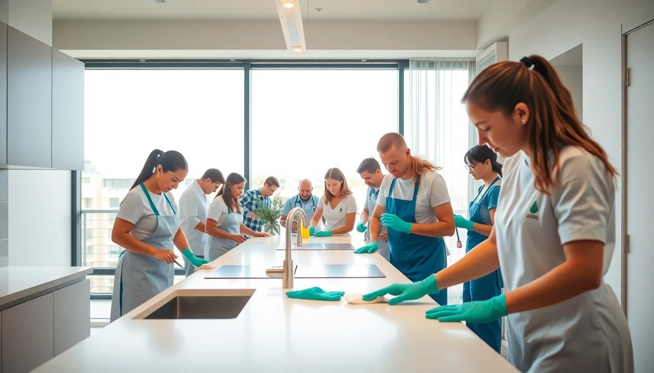 A team performing bond cleaning Brisbane on a modern apartment, illustrating professionalism and care.
