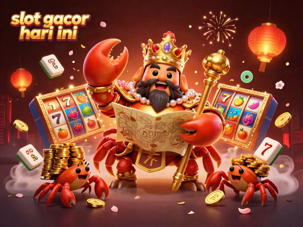 Experience thrilling gameplay with a vibrant scene of slot gacor hari ini showcasing the golden crab emperor and dynamic game elements.