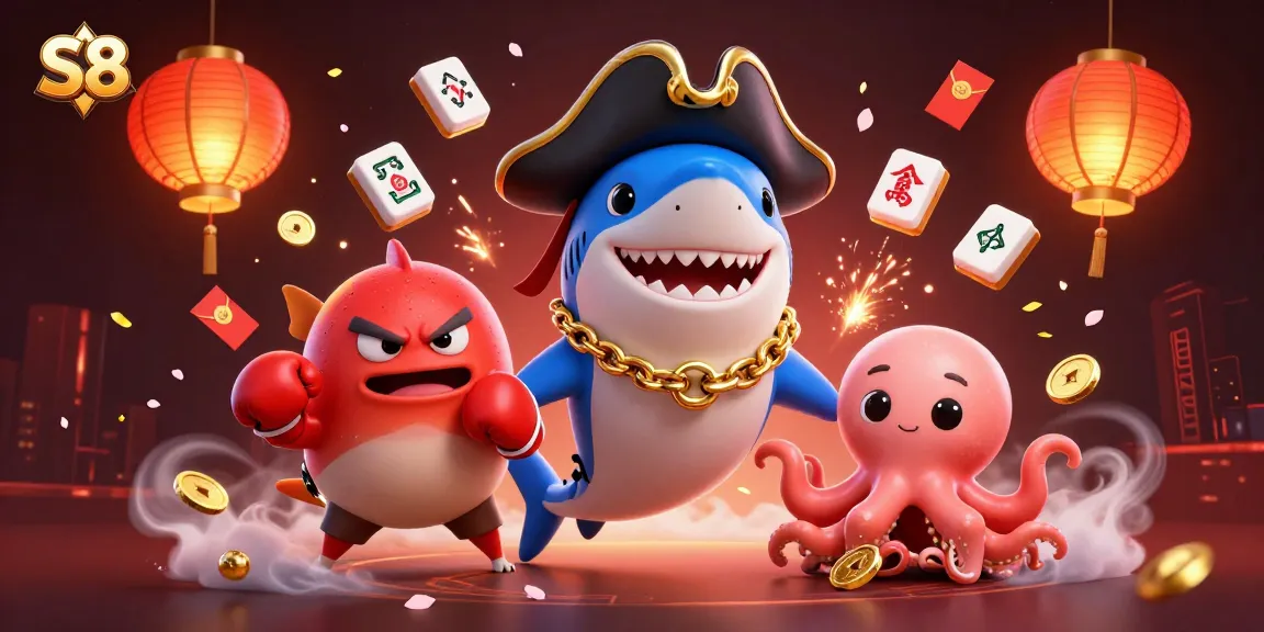 S8 captures the thrill of winning with vibrant characters and dynamic casino elements in this colorful illustration.