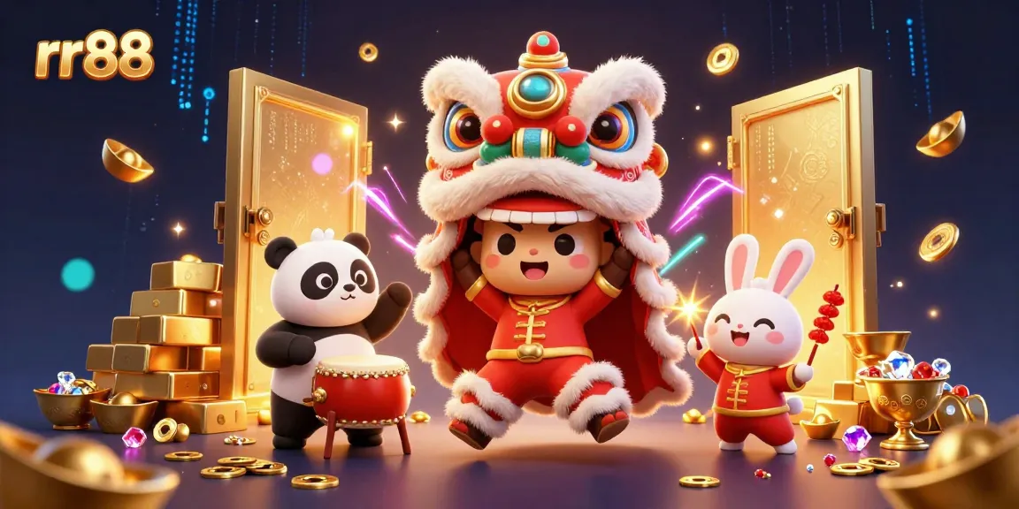 Experience the excitement of rr88 with our vibrant lion dance costume and festive casino elements!