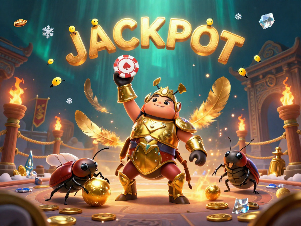 Pipatoto unleashes a jackpot celebration with a victorious beetle, emphasizing casino excitement and fun.